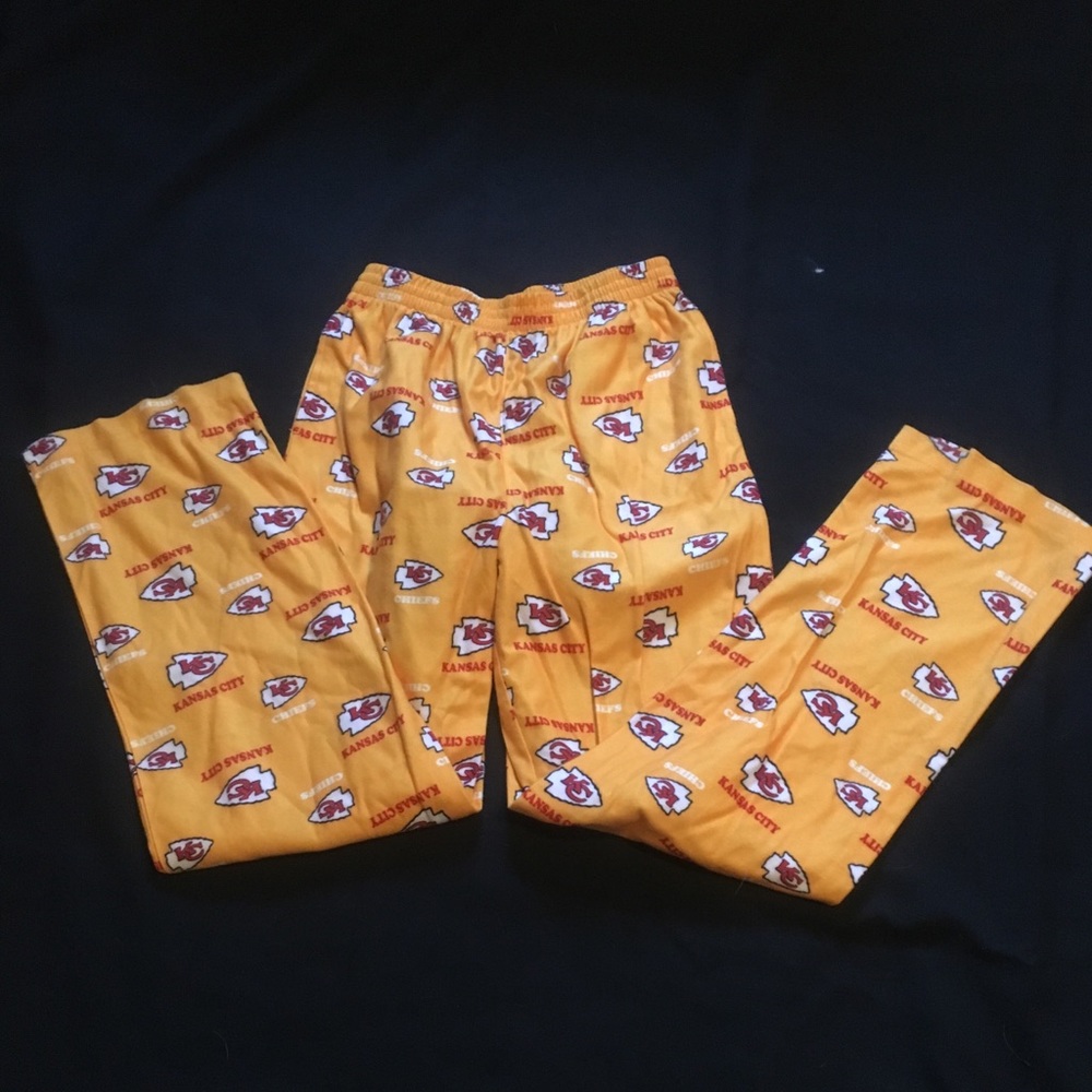 Chiefs football pajama bottoms.